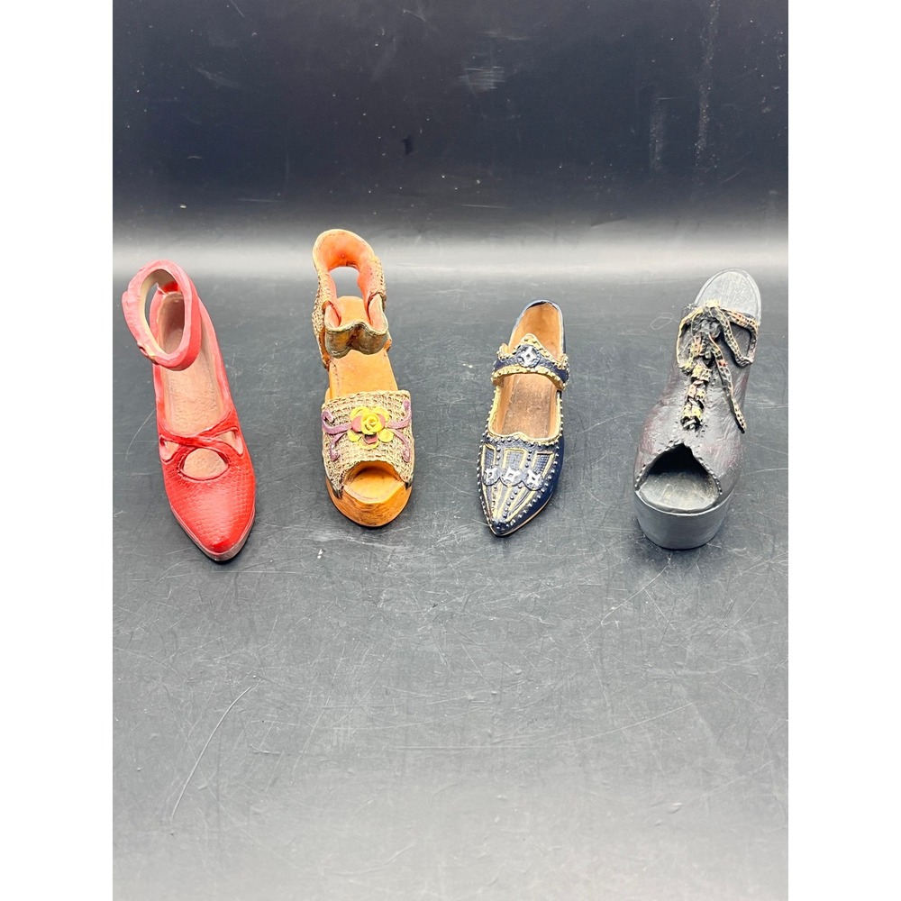 Set of 4 Miniature High Heel Shoes‎ Collectible Figurines Ceramic Resin Decor